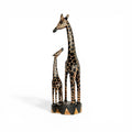 Giraffe with Calf — Hand-Carved Wooden Figurine, Mother and Child in Safari Style
