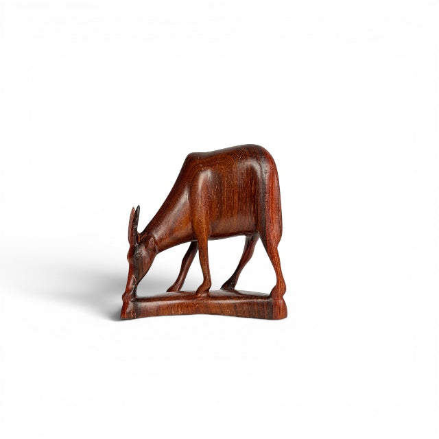 Grazing Antelope — Hand-Carved Wooden Figurine
