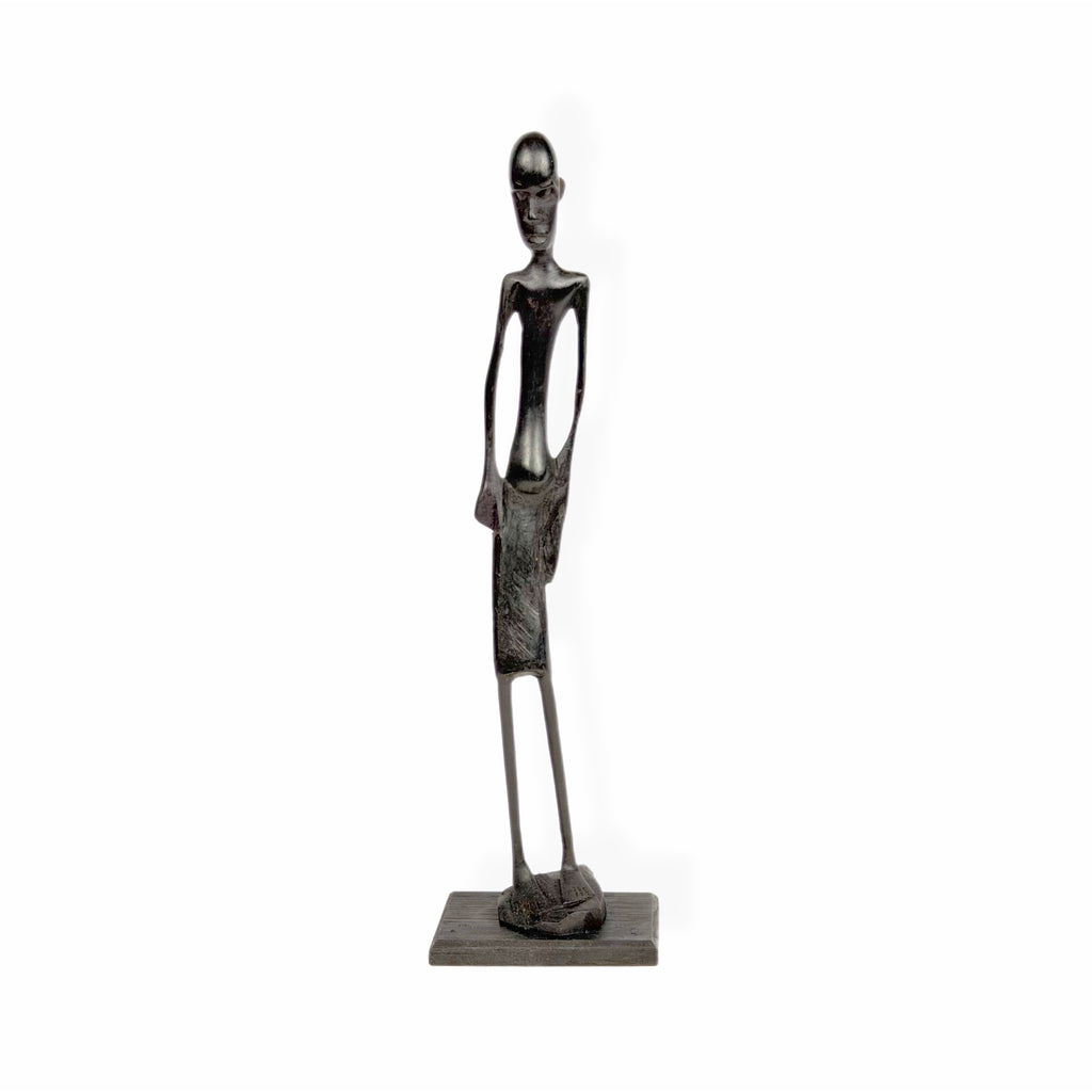 Slender Male Figure — Ebony Sculpture in Modernist Style