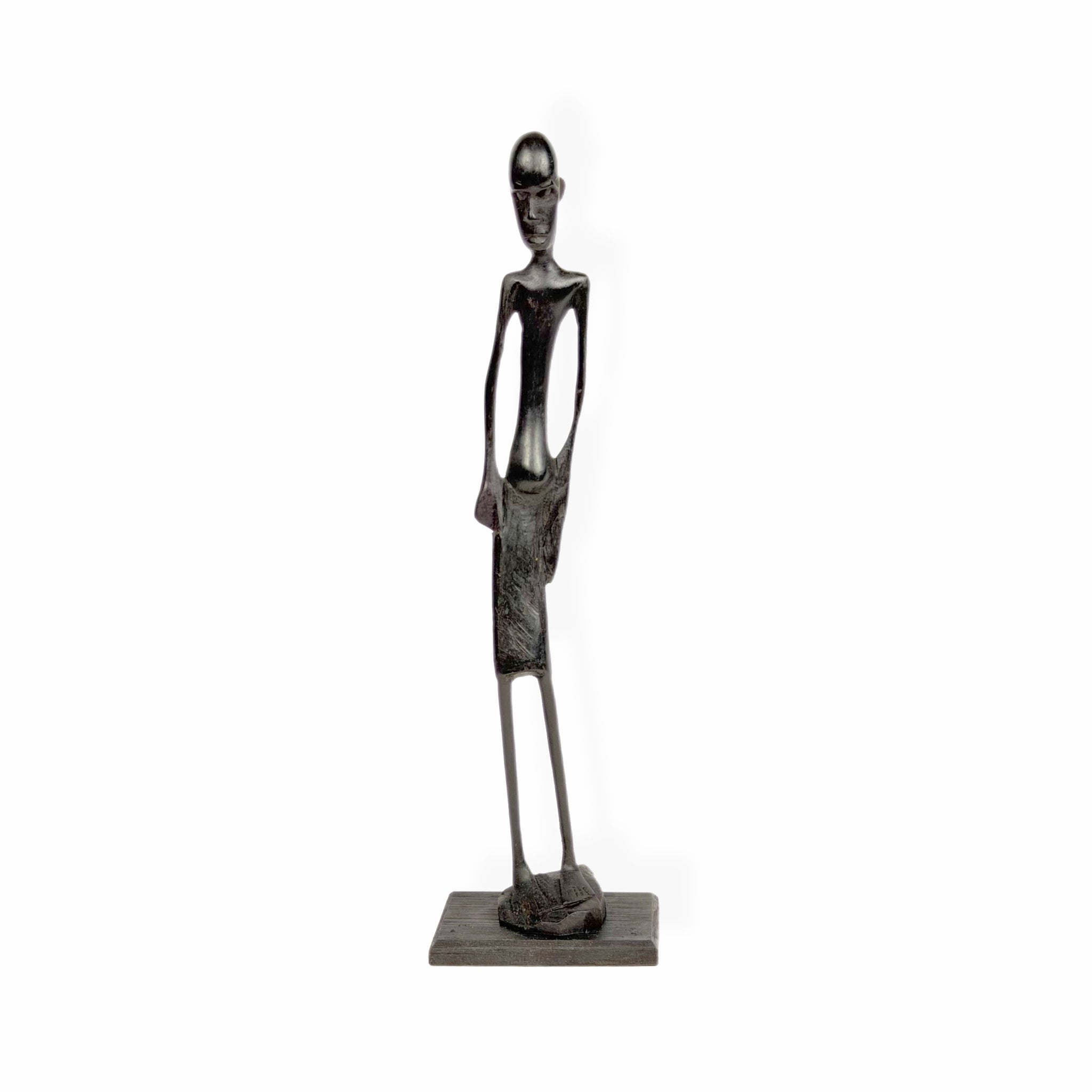 Slender Male Figure — Ebony Sculpture in Modernist Style