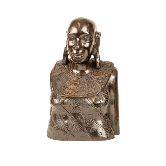 Bust of an African Woman — Hand-Carved Ebony Sculpture