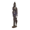 Maasai Warrior with Child — Ebony Sculpture of Father and Son