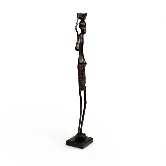 African Woman with Jug — Slender Ebony Figurine