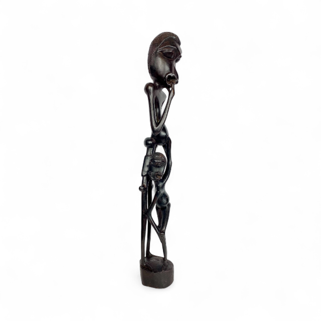 Slender Mother and Child — Ebony Sculpture in Makonde Style