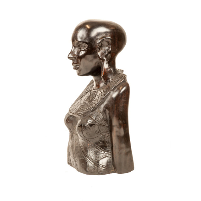 Bust of an African Woman — Hand-Carved Ebony Sculpture