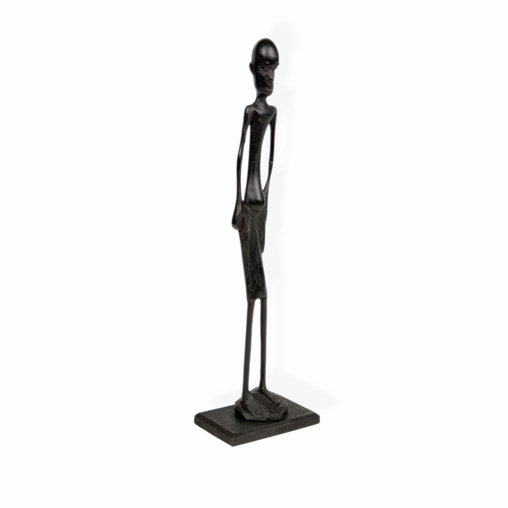 Slender Male Figure — Ebony Sculpture in Modernist Style
