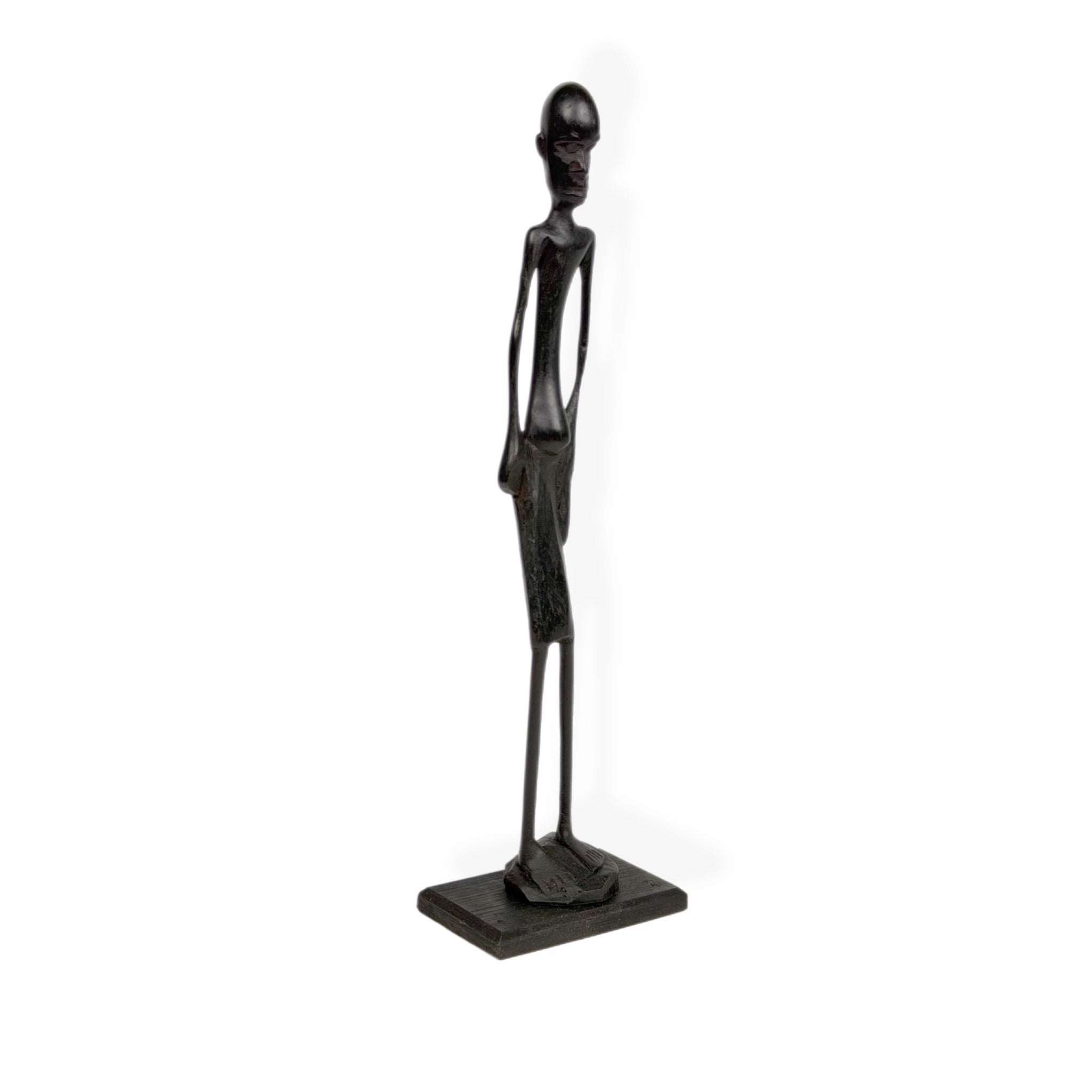 Slender Male Figure — Ebony Sculpture in Modernist Style