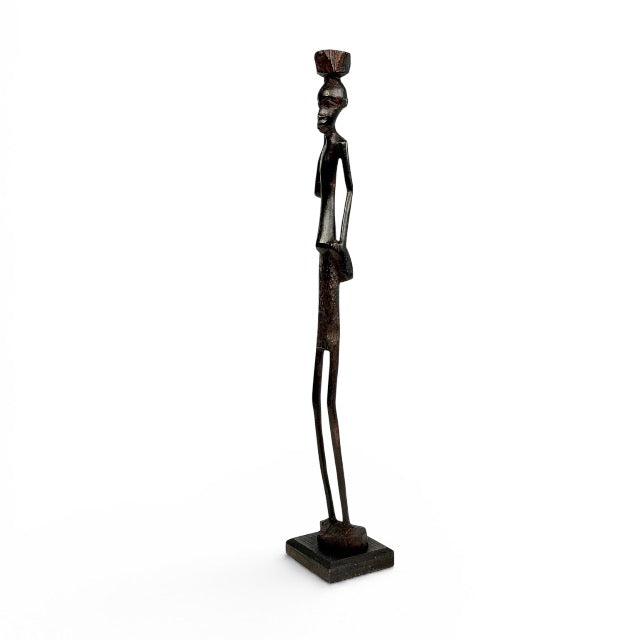 African Woman with Jug — Slender Ebony Figurine