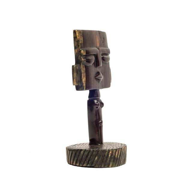 Ebony Tribal Figurine — Two-Faced Guardian Totem