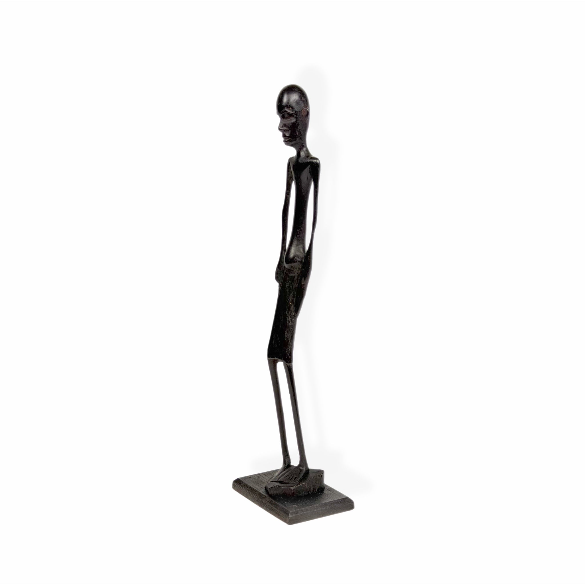 Slender Male Figure — Ebony Sculpture in Modernist Style