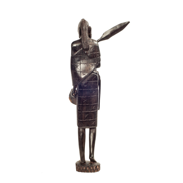 Maasai Warrior with Spear and Shield — Ebony Sculpture