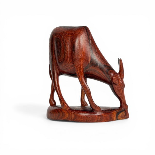 Grazing Antelope — Hand-Carved Wooden Figurine