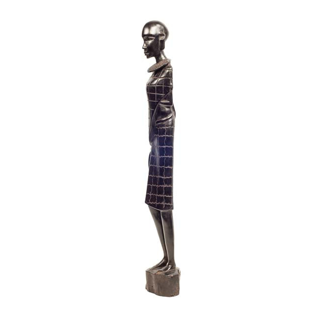 Maasai Warrior — Ebony Sculpture in Traditional Attire