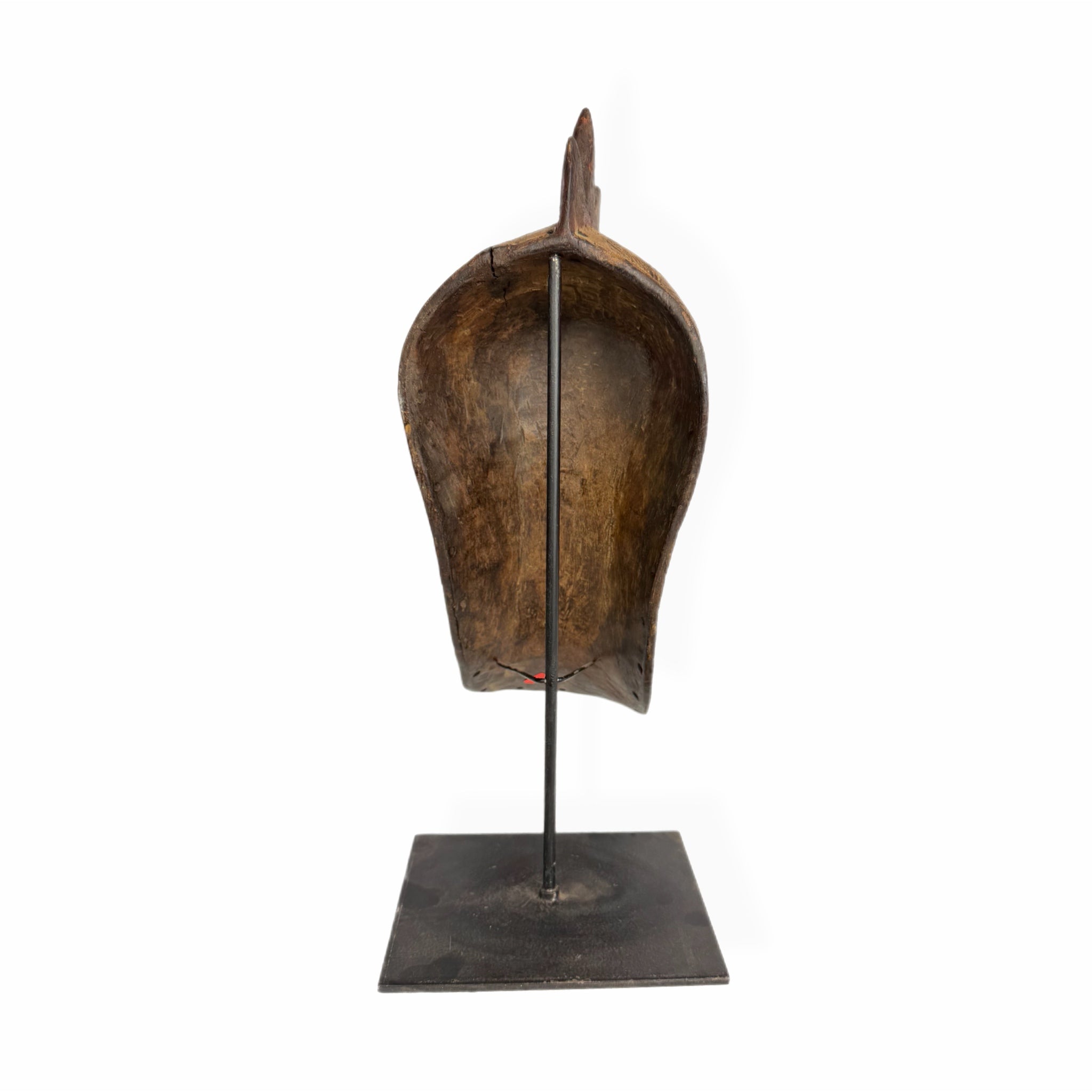 African Bird Mask — Zoomorphic Sculpture on Metal Stand