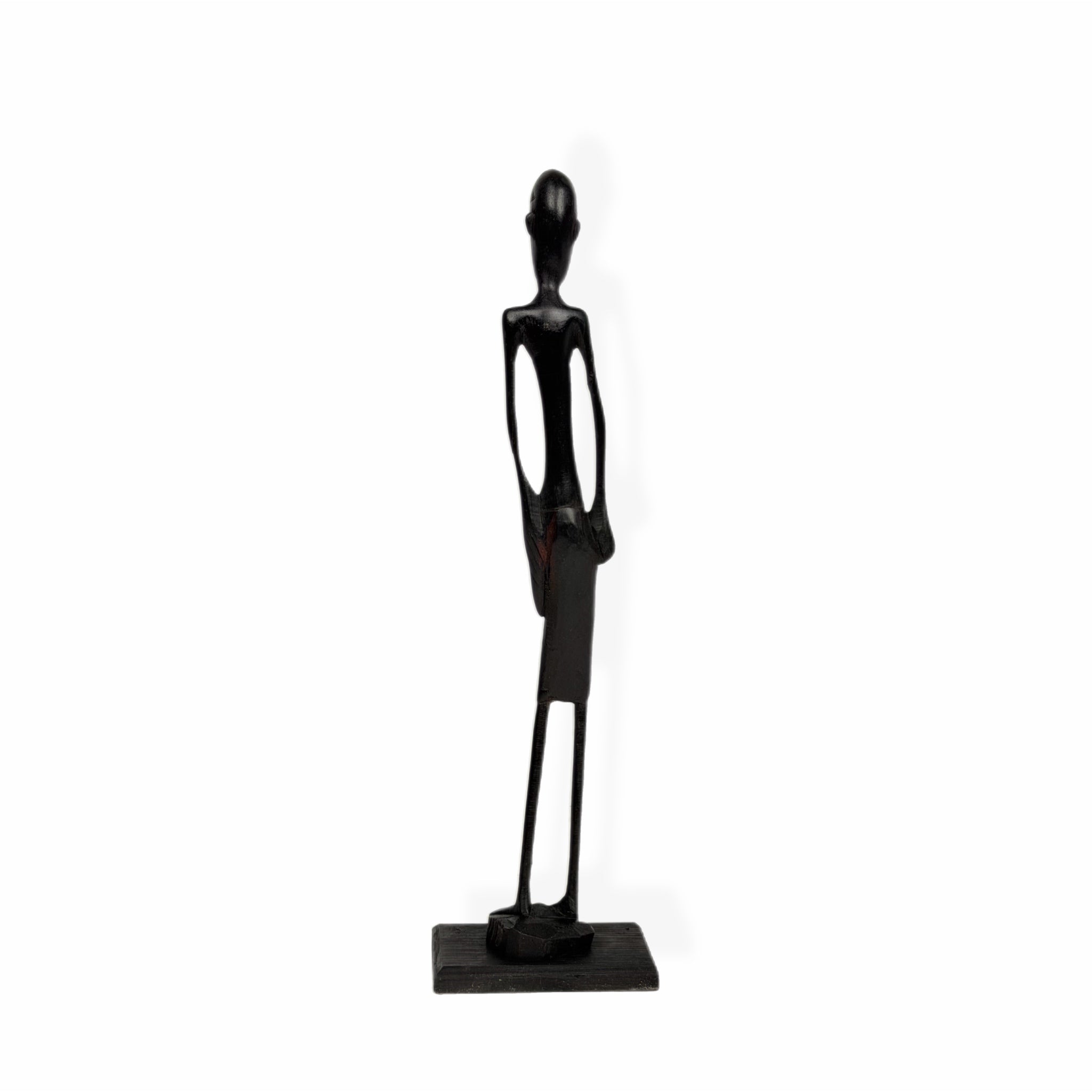 Slender Male Figure — Ebony Sculpture in Modernist Style