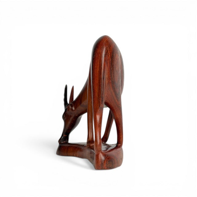 Grazing Antelope — Hand-Carved Wooden Figurine